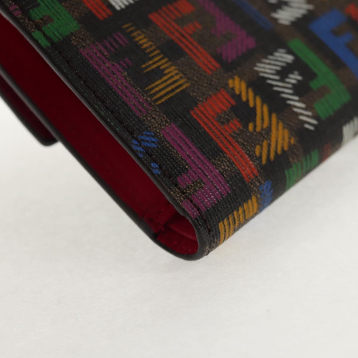 FENDI Zucca Canvas Trifold Wallet Multicolor Gold Auth 145553V