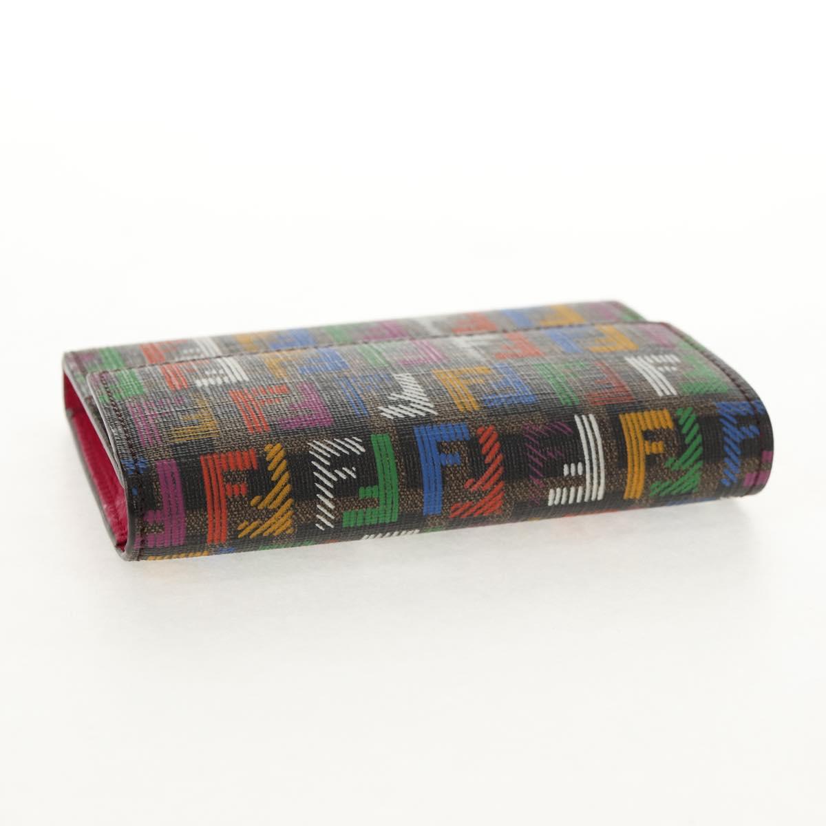 FENDI Zucca Canvas Trifold Wallet Multicolor Gold Auth 145553V