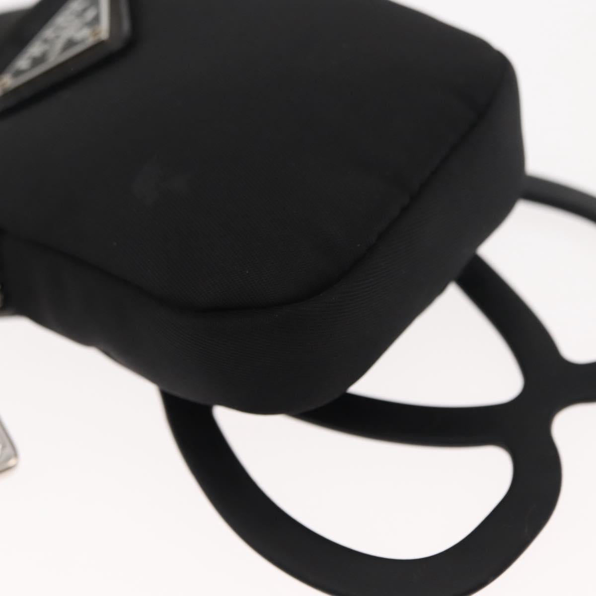 PRADA Tessuto Phone Holder Bag Nylon Black Silver Auth 145556