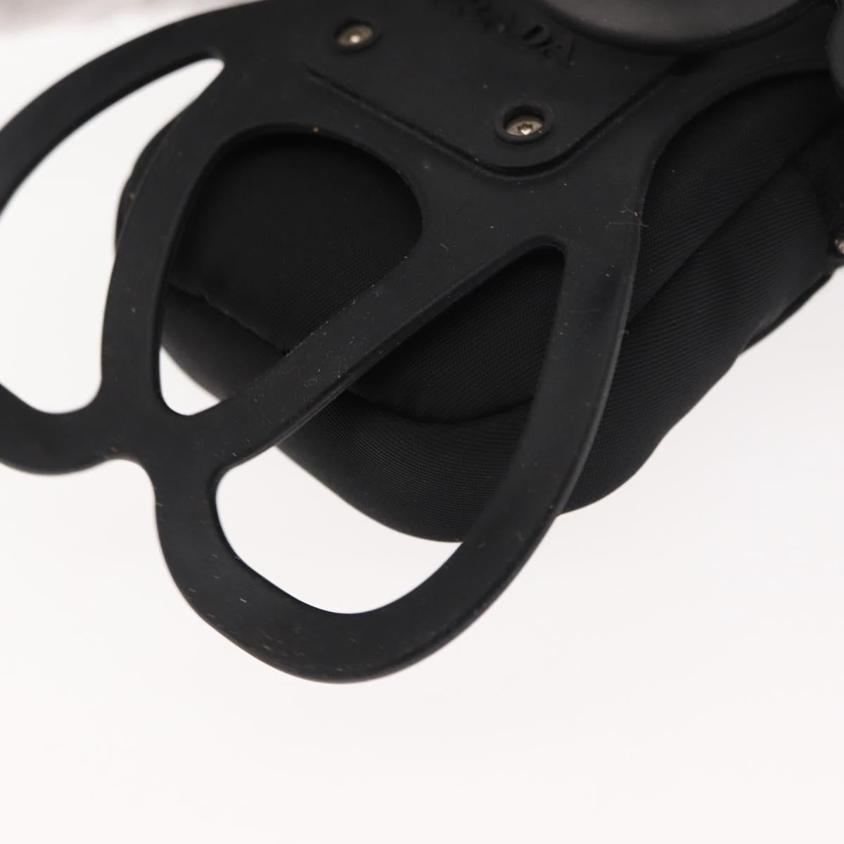 PRADA Tessuto Phone Holder Bag Nylon Black Silver Auth 145556