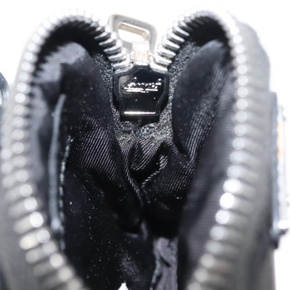 PRADA Tessuto Phone Holder Bag Nylon Black Silver Auth 145556