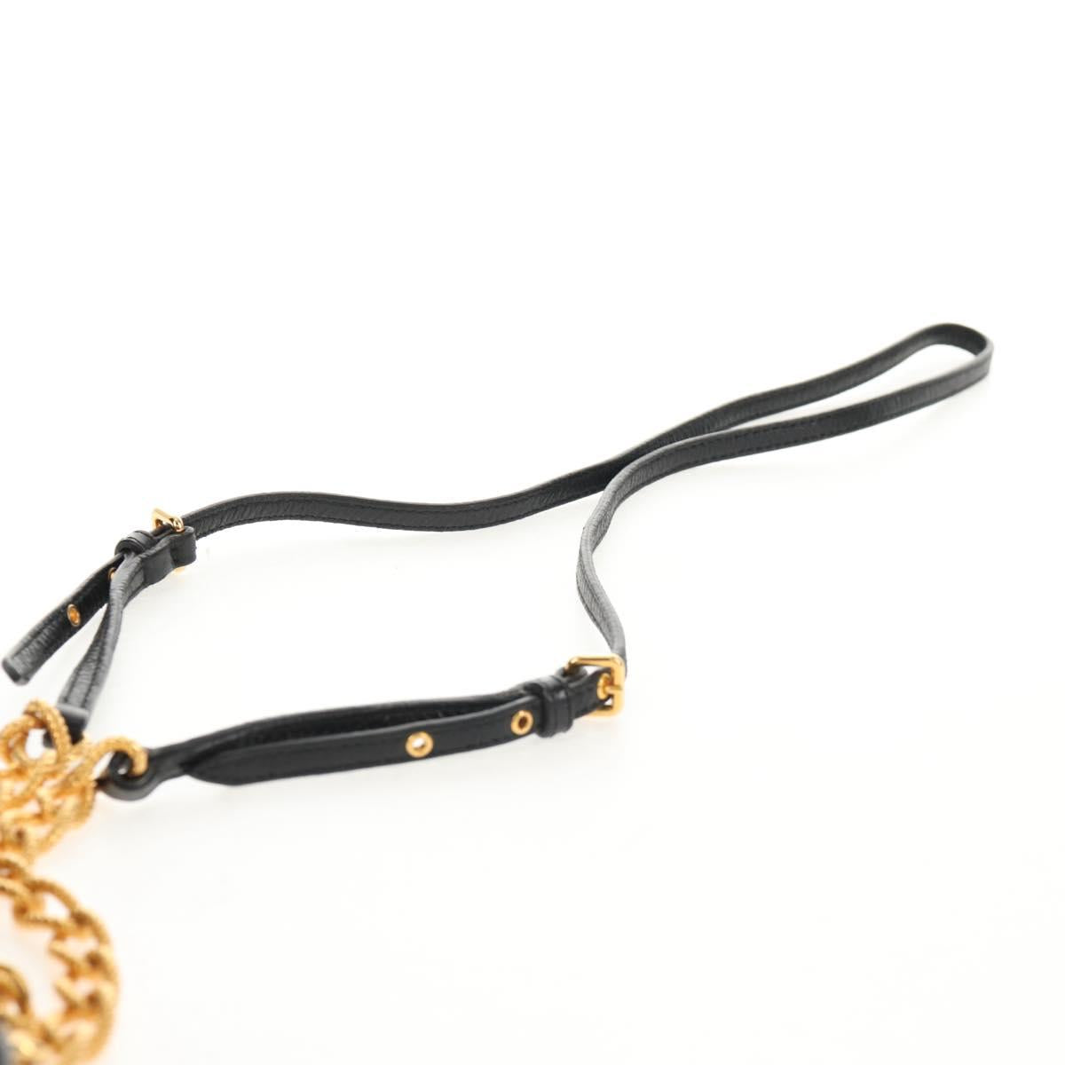 Miu Miu Matelasse Chain Shoulder Pouch Bag Leather Black Gold Auth 145557V