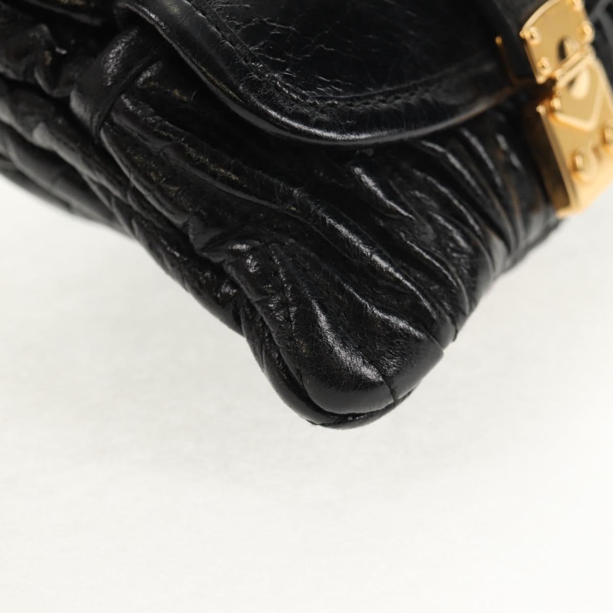Miu Miu Matelasse Chain Shoulder Pouch Bag Leather Black Gold Auth 145557V