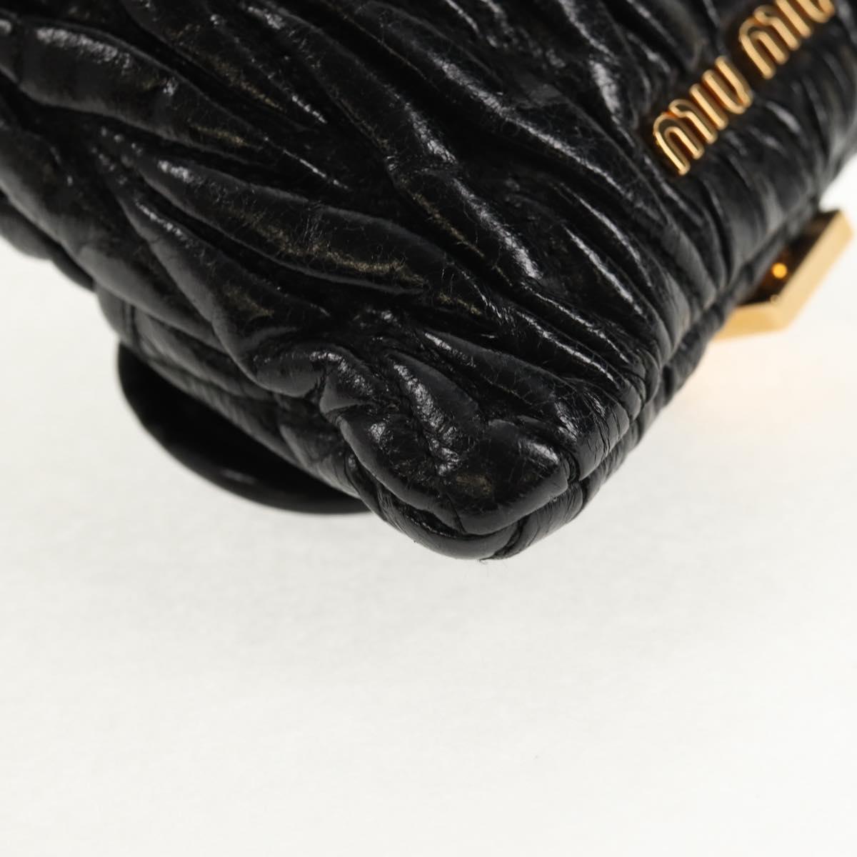 Miu Miu Matelasse Chain Shoulder Pouch Bag Leather Black Gold Auth 145557V