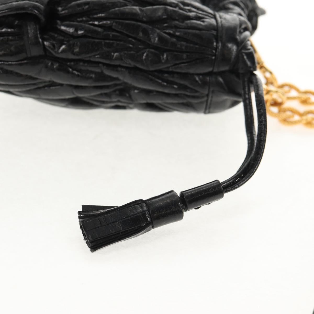 Miu Miu Matelasse Chain Shoulder Pouch Bag Leather Black Gold Auth 145557V