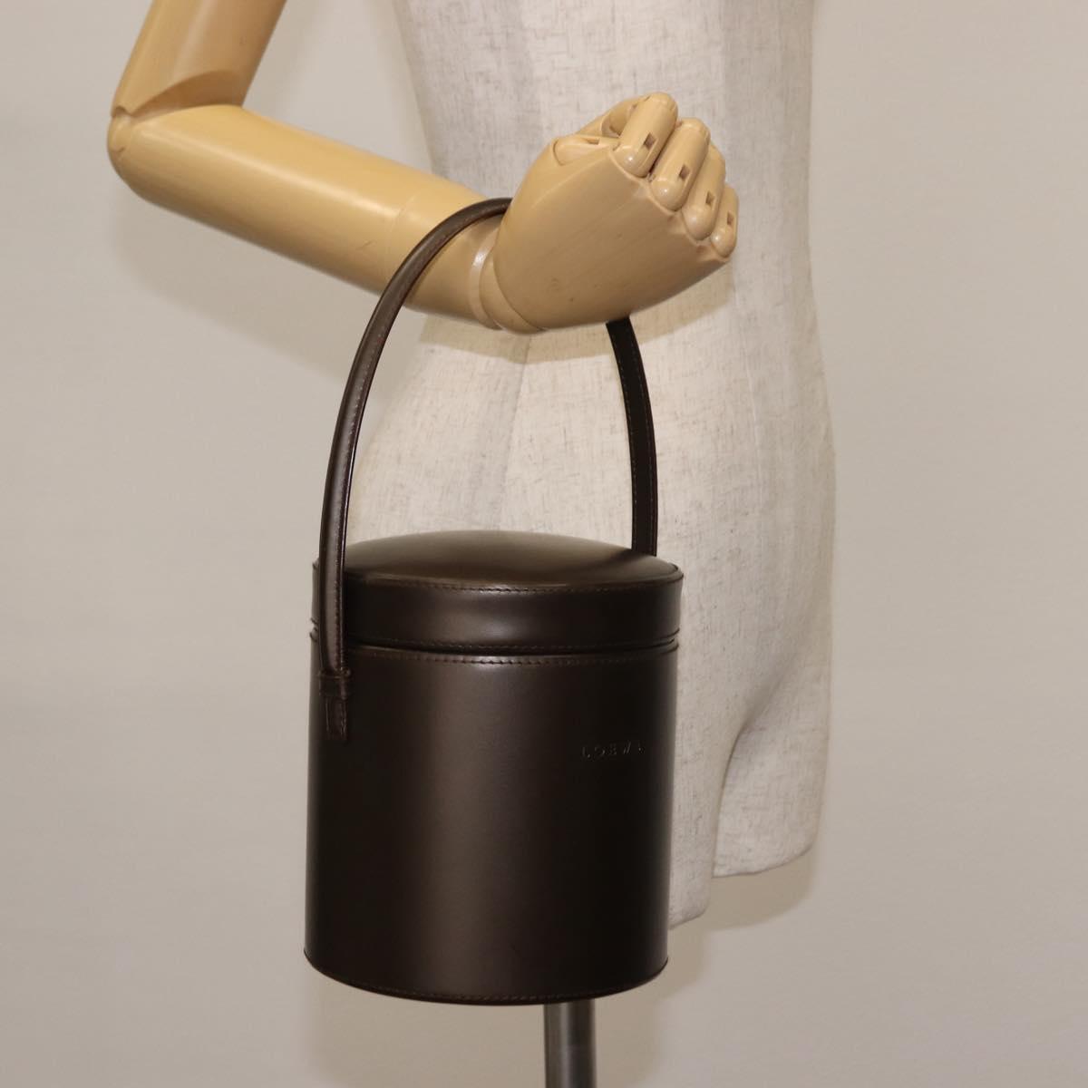LOEWE Hand Bag Leather Brown Auth 145559