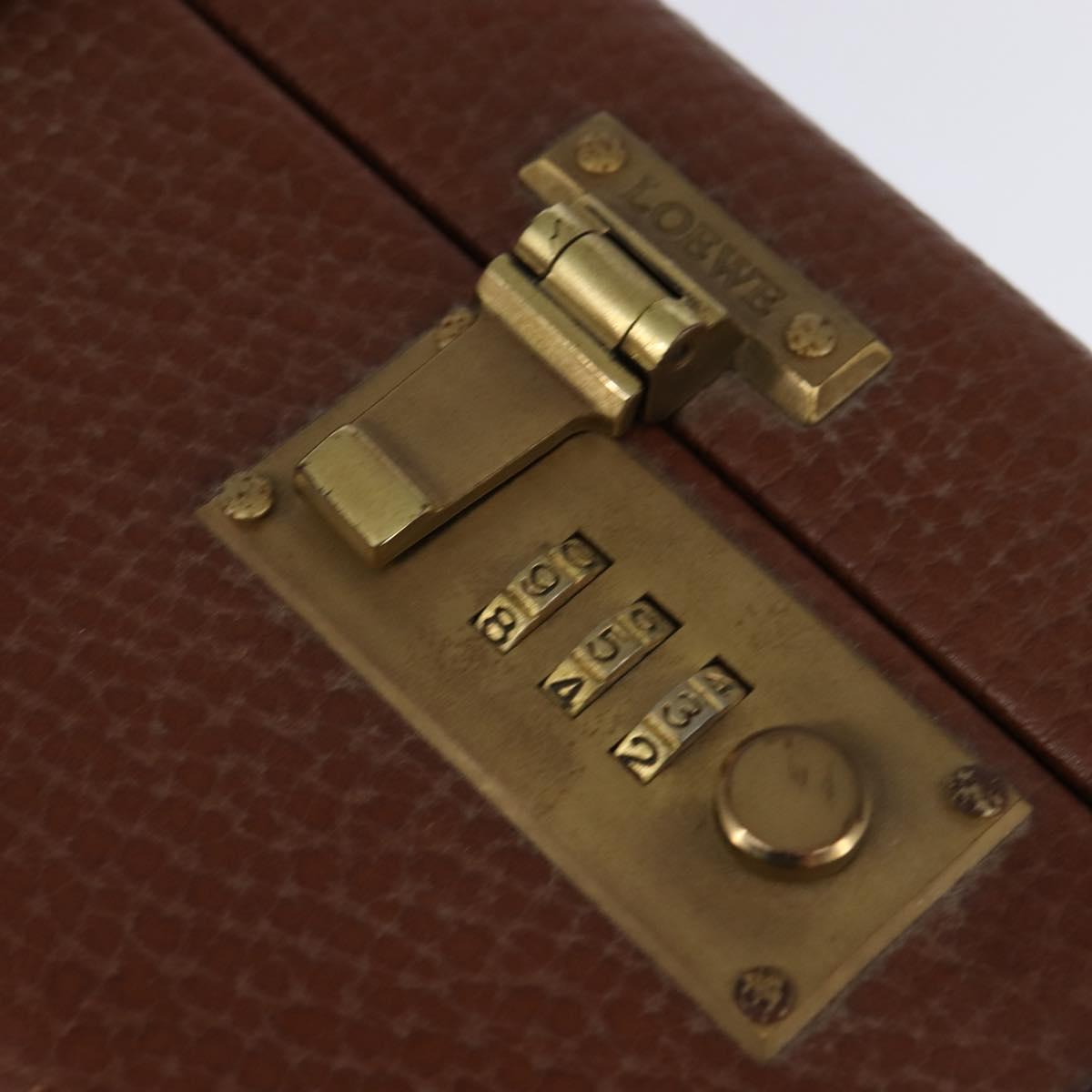 LOEWE Anagram Trunk Leather Gold Brown Auth 145561