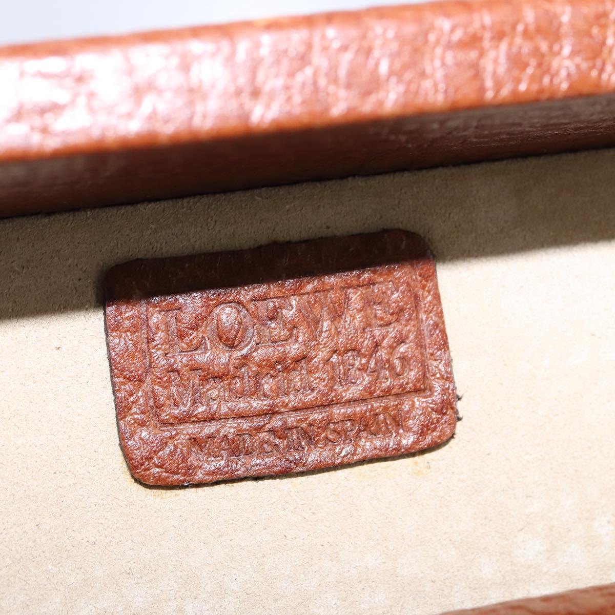 LOEWE Anagram Trunk Leather Gold Brown Auth 145561