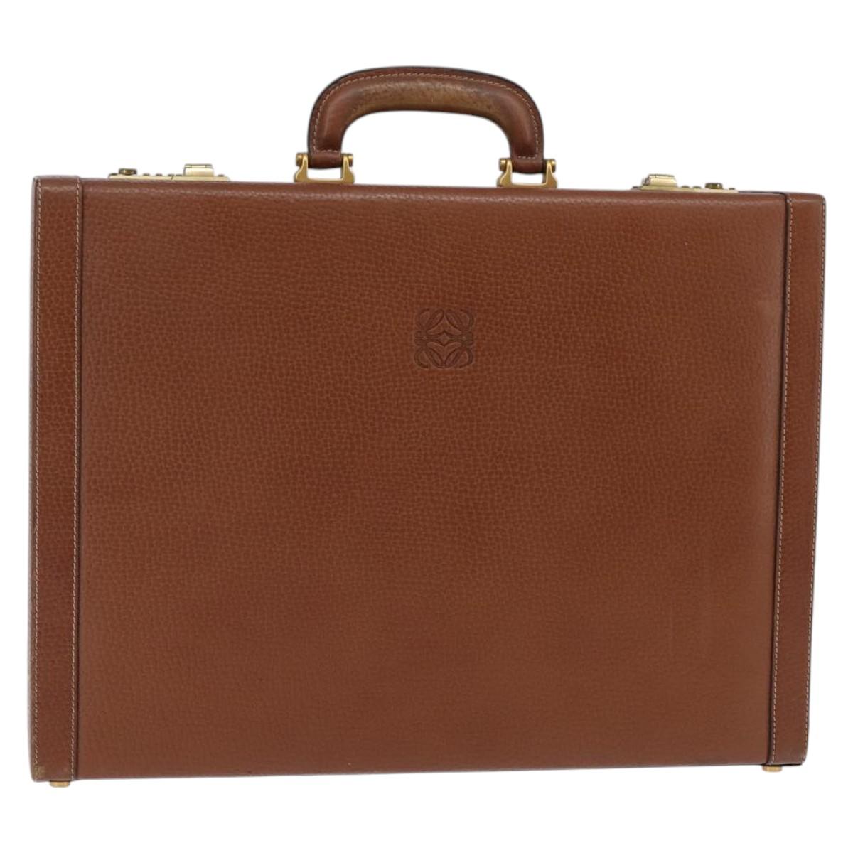 LOEWE Anagram Trunk Leather Gold Brown Auth 145561