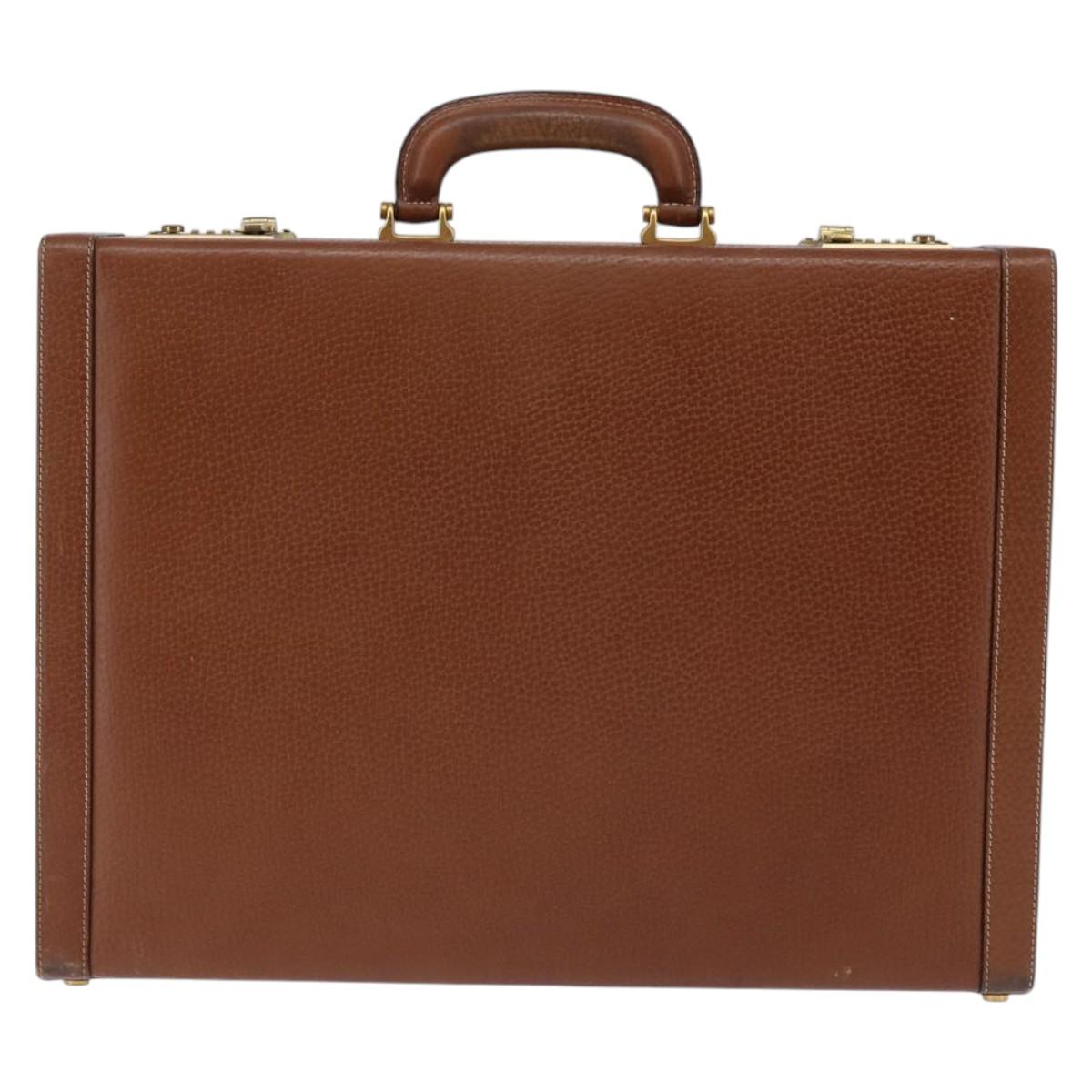 LOEWE Anagram Trunk Leather Gold Brown Auth 145561