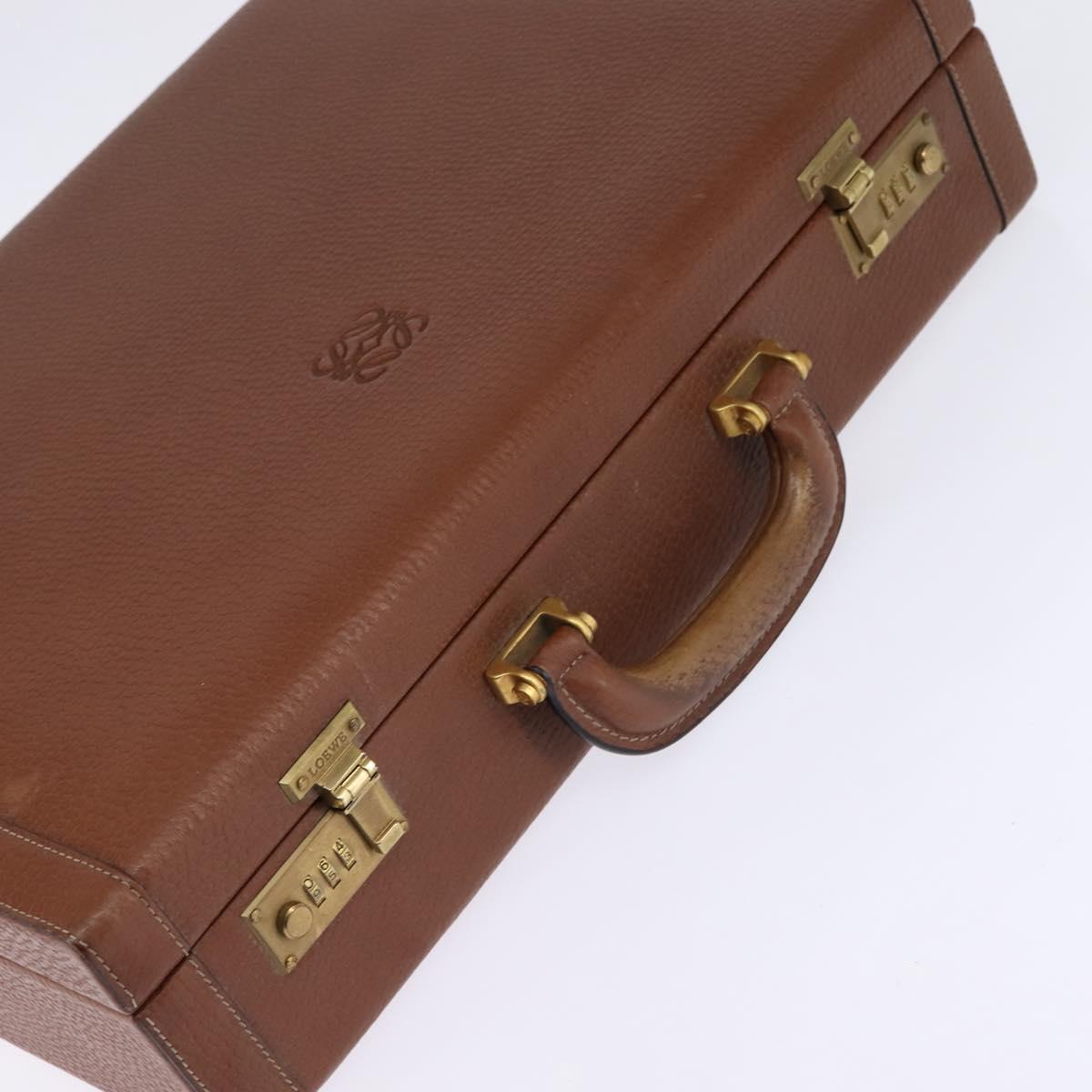 LOEWE Anagram Trunk Leather Gold Brown Auth 145561