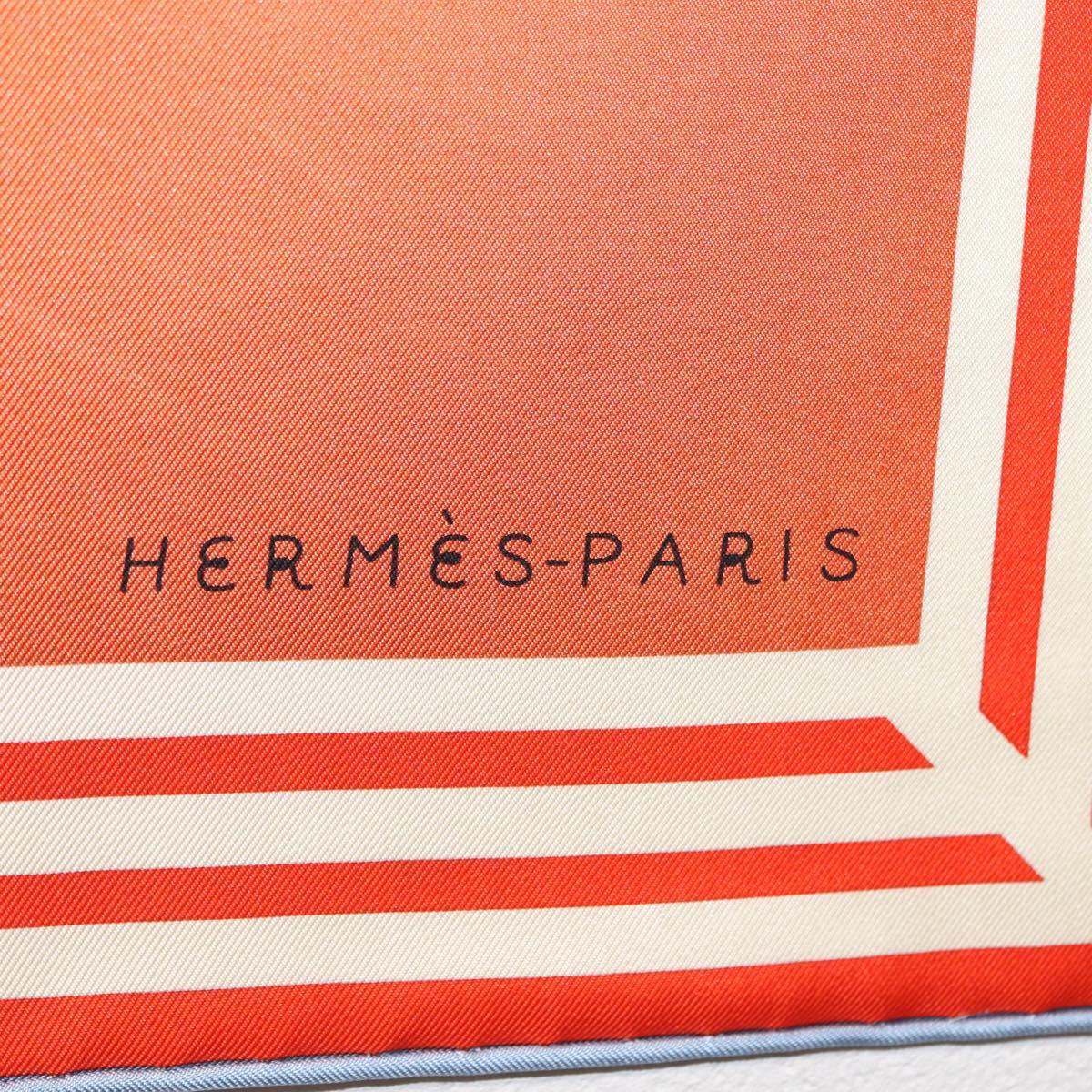 HERMES Carre 90 Scarf ""18-3-7"" Silk Orange Auth 145562