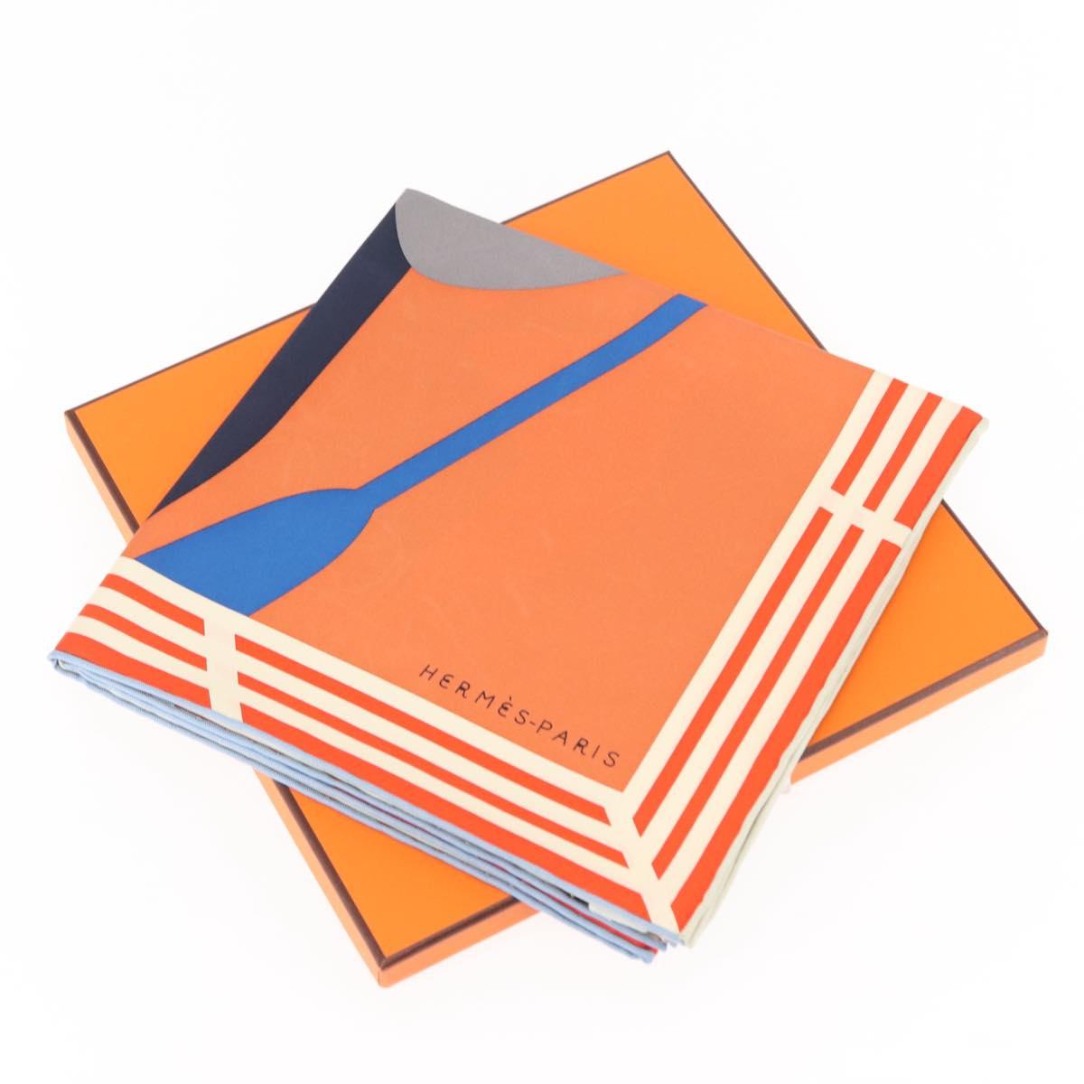 HERMES Carre 90 Scarf ""18-3-7"" Silk Orange Auth 145562