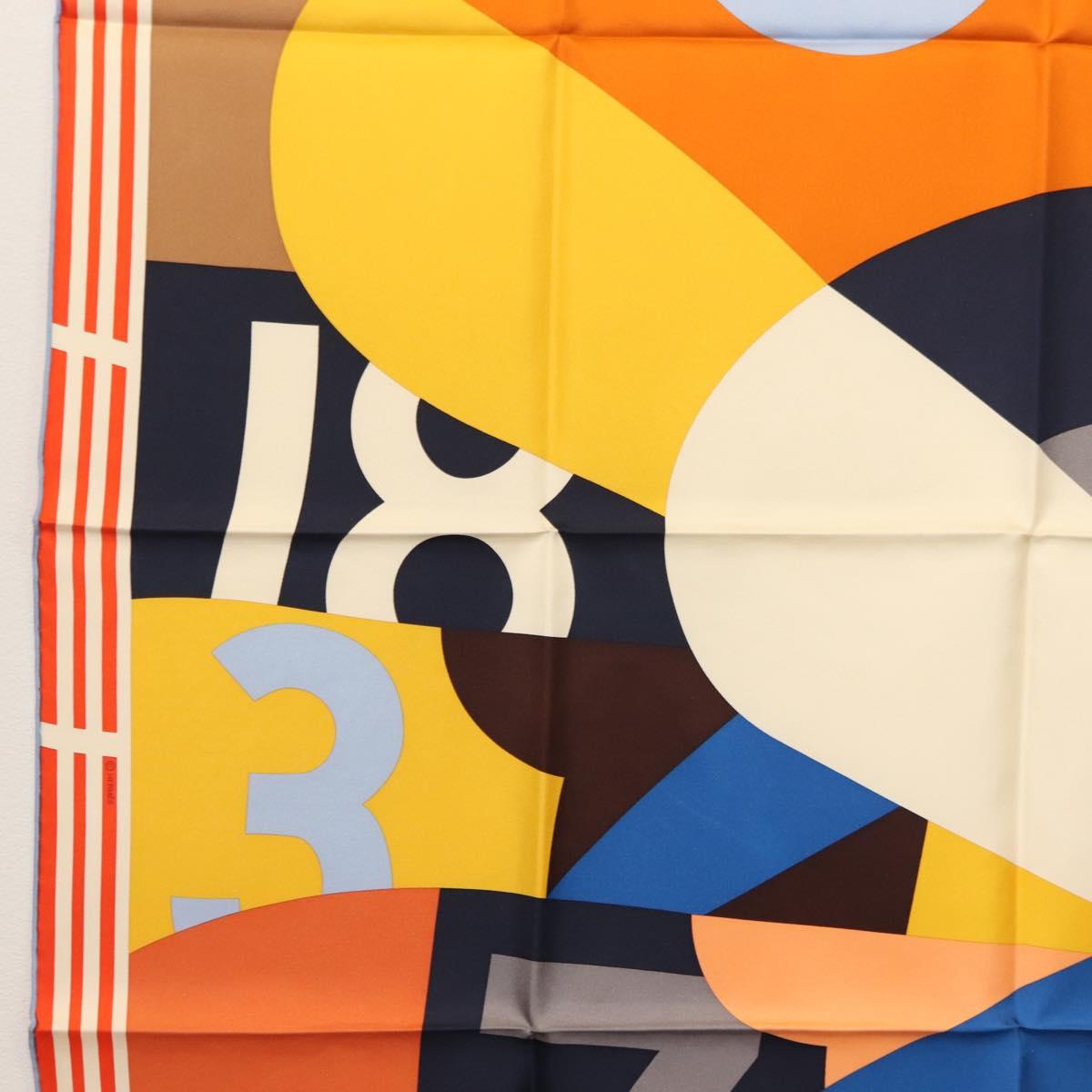 HERMES Carre 90 Scarf ""18-3-7"" Silk Orange Auth 145562
