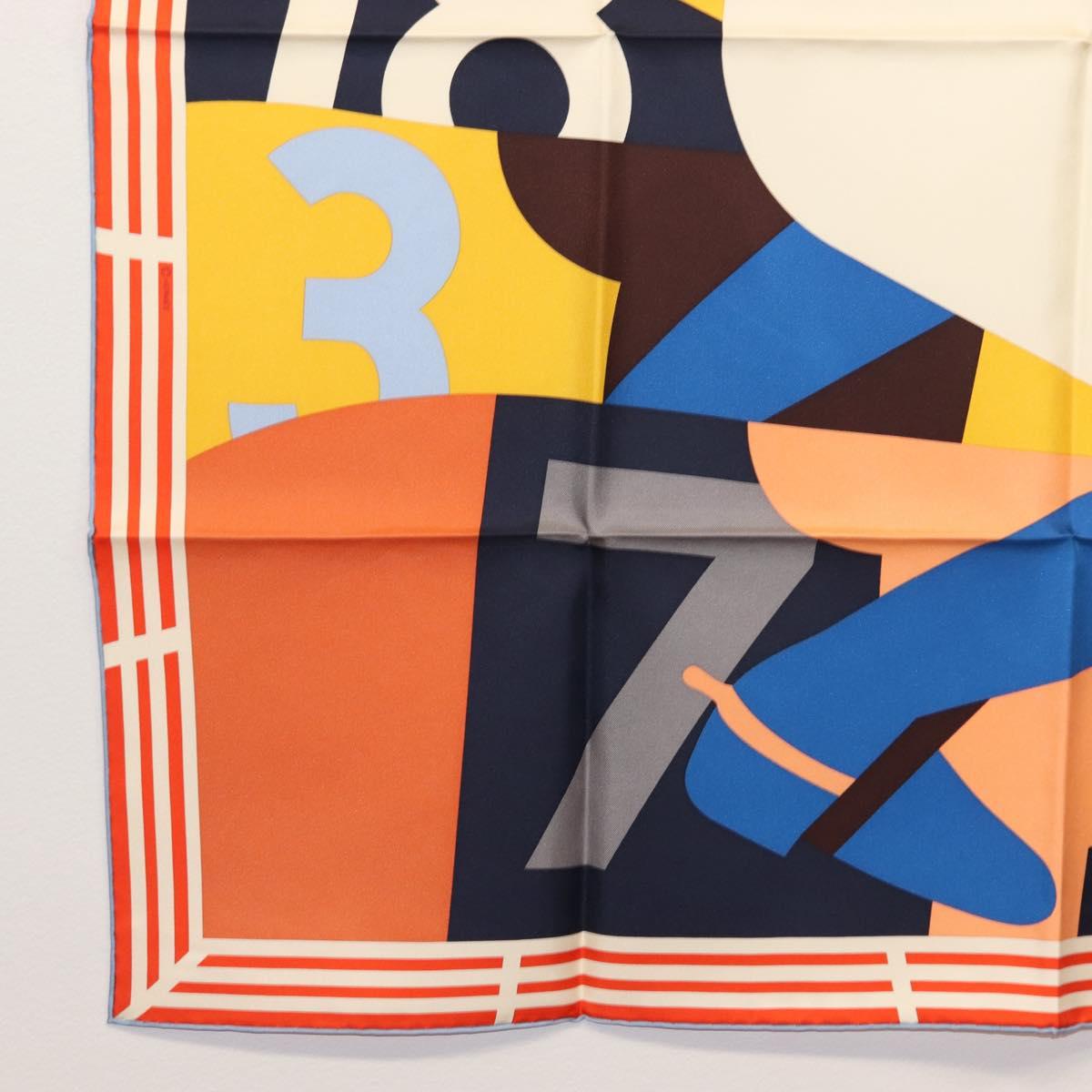 HERMES Carre 90 Scarf ""18-3-7"" Silk Orange Auth 145562