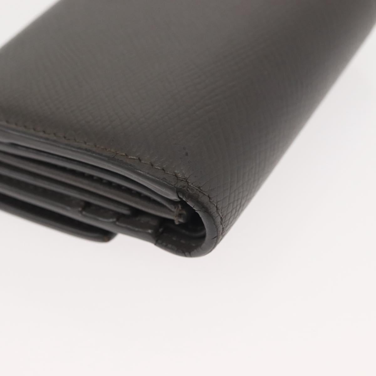 CELINE Bifold Wallet Leather Gray Gold Auth 145570