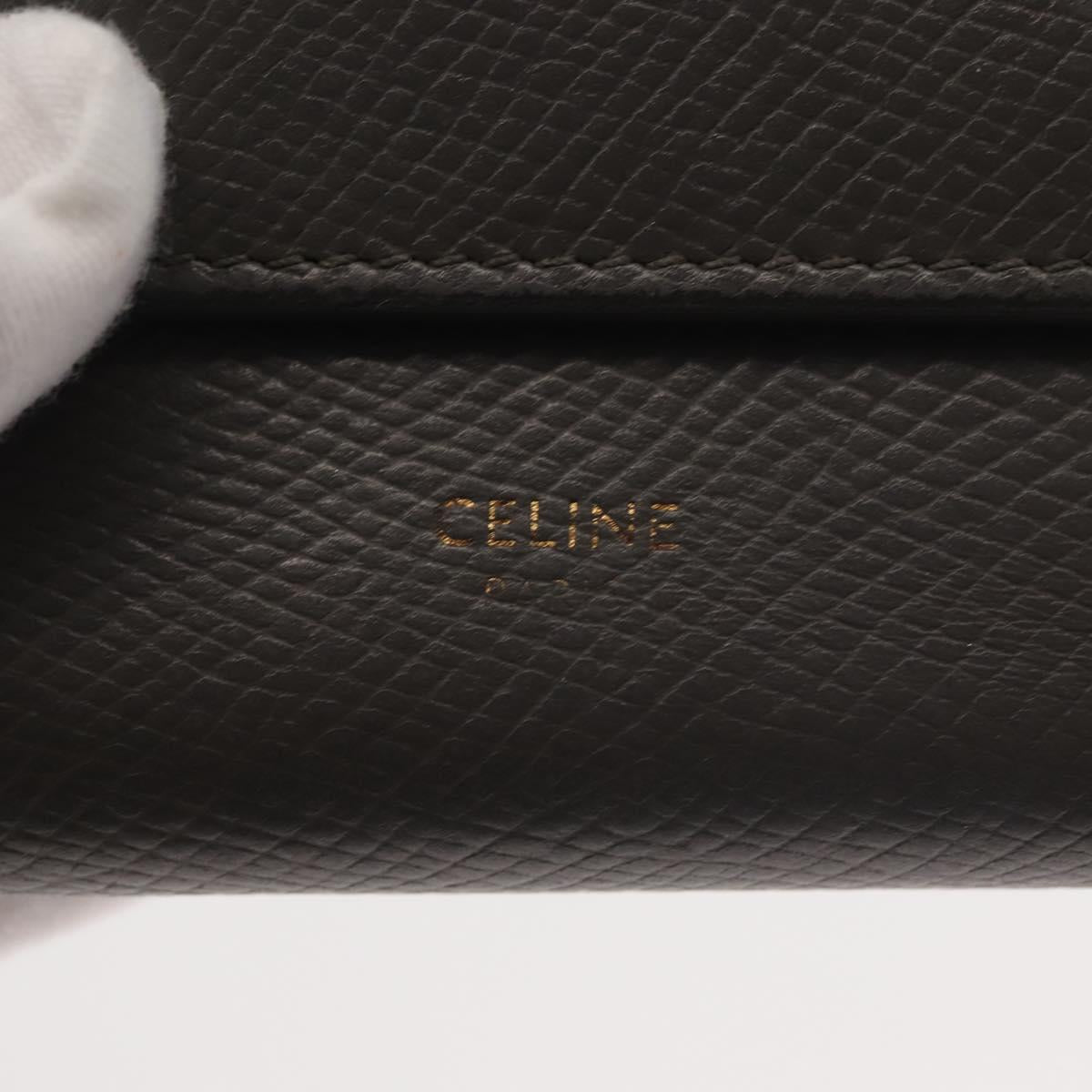 CELINE Bifold Wallet Leather Gray Gold Auth 145570