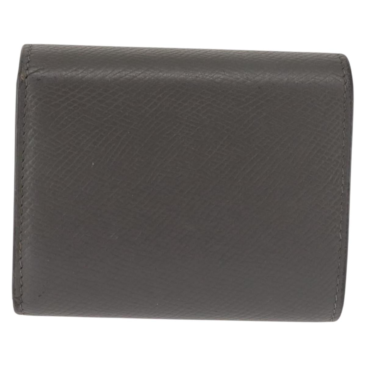 CELINE Bifold Wallet Leather Gray Gold Auth 145570