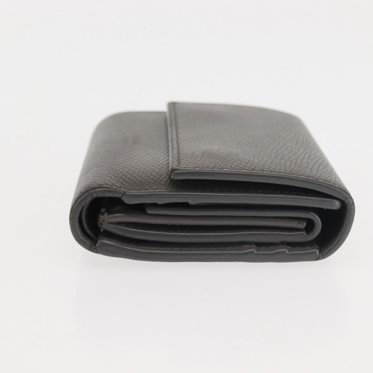 CELINE Bifold Wallet Leather Gray Gold Auth 145570