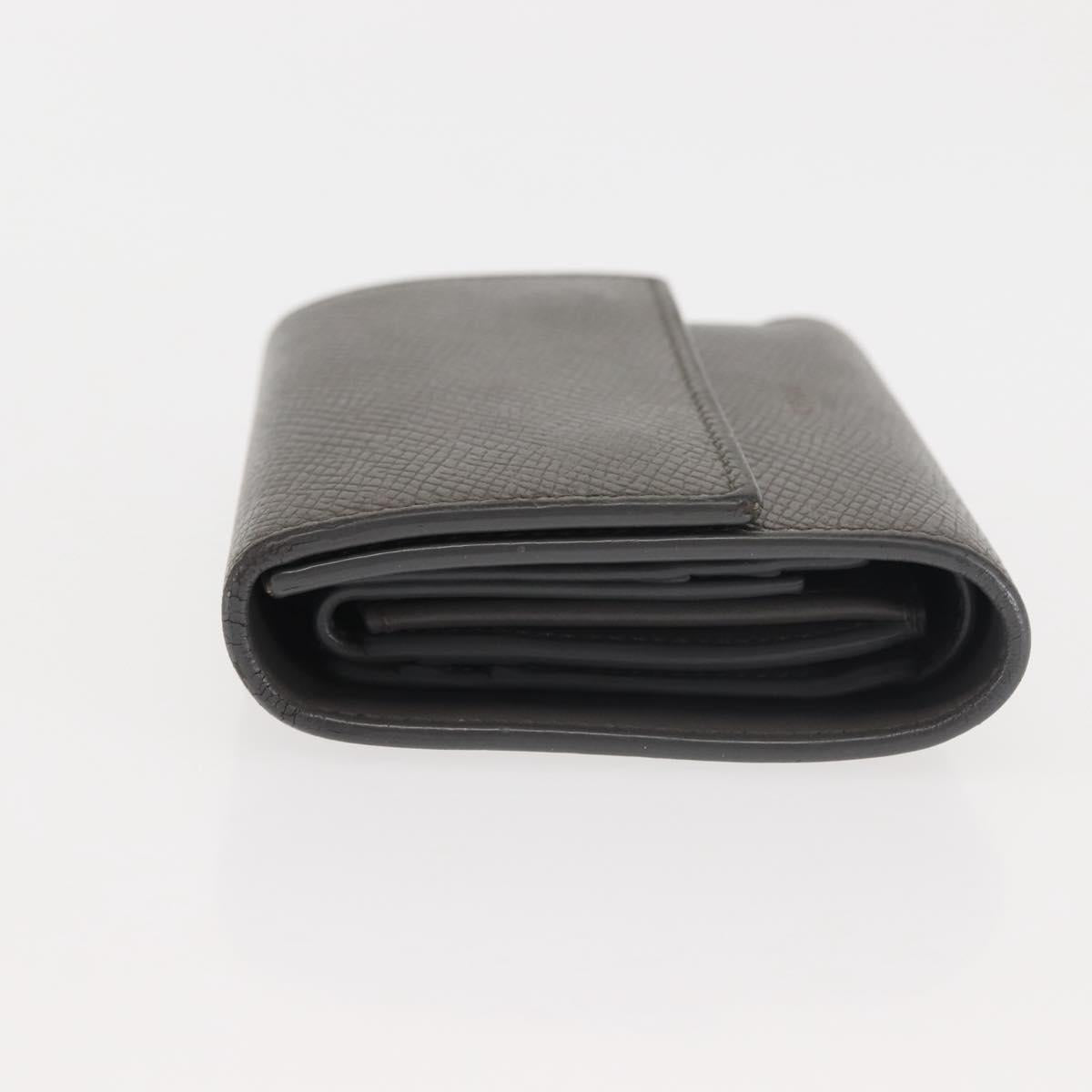 CELINE Bifold Wallet Leather Gray Gold Auth 145570