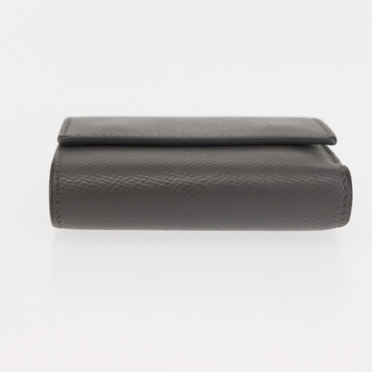 CELINE Bifold Wallet Leather Gray Gold Auth 145570