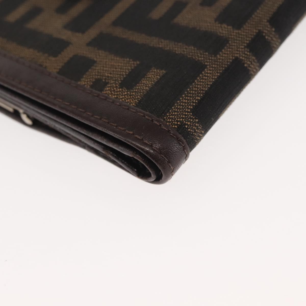 FENDI Zucca Canvas Bifold Wallet Black Brown Auth 145571