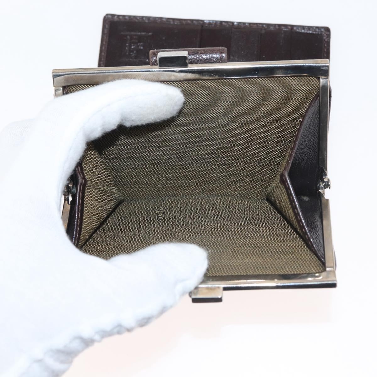 FENDI Zucca Canvas Bifold Wallet Black Brown Auth 145571