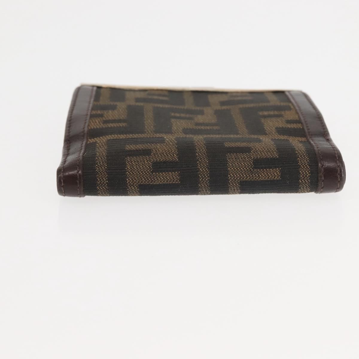 FENDI Zucca Canvas Bifold Wallet Black Brown Auth 145571