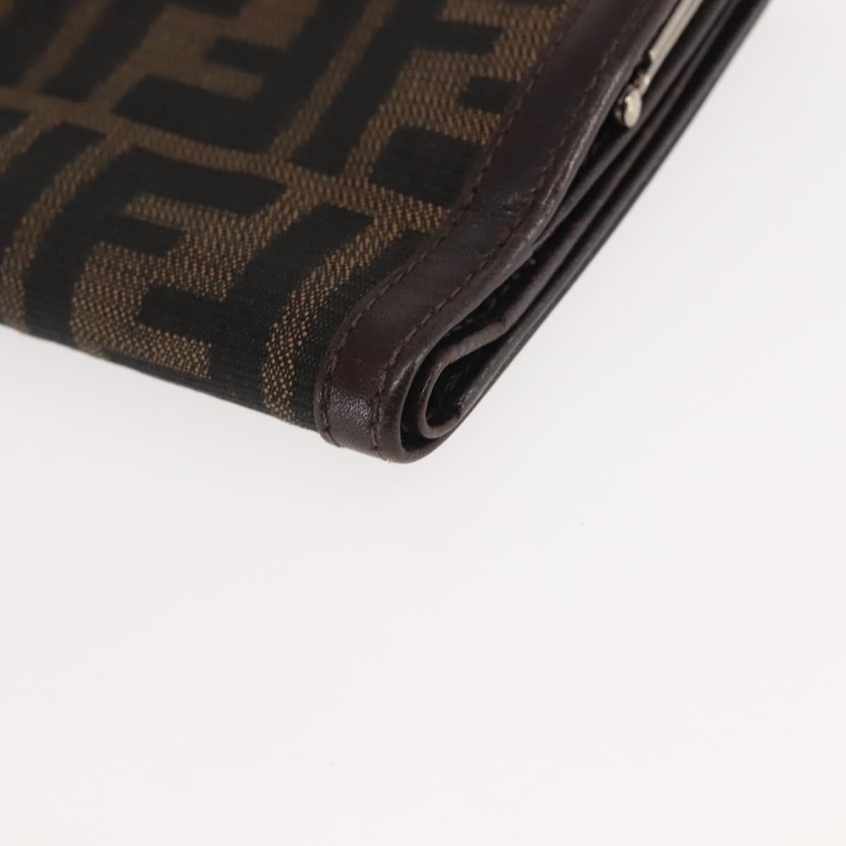 FENDI Zucca Canvas Bifold Wallet Black Brown Auth 145571