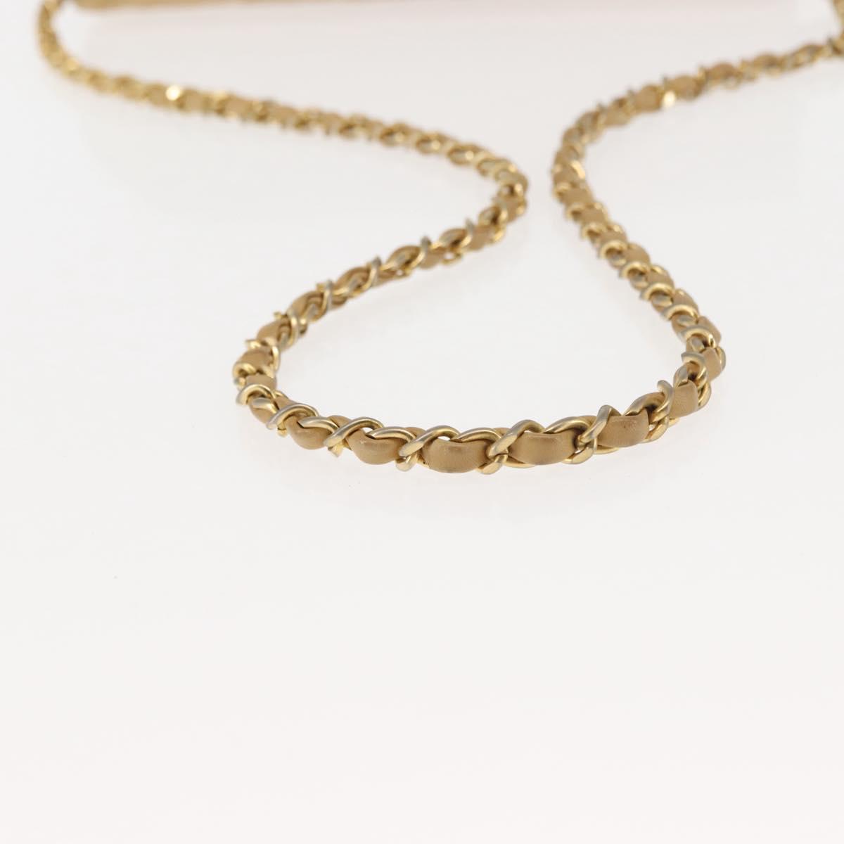 CHANEL Matelasse Chain Shoulder Bag Lamb Skin Beige Gold CC Auth 145574