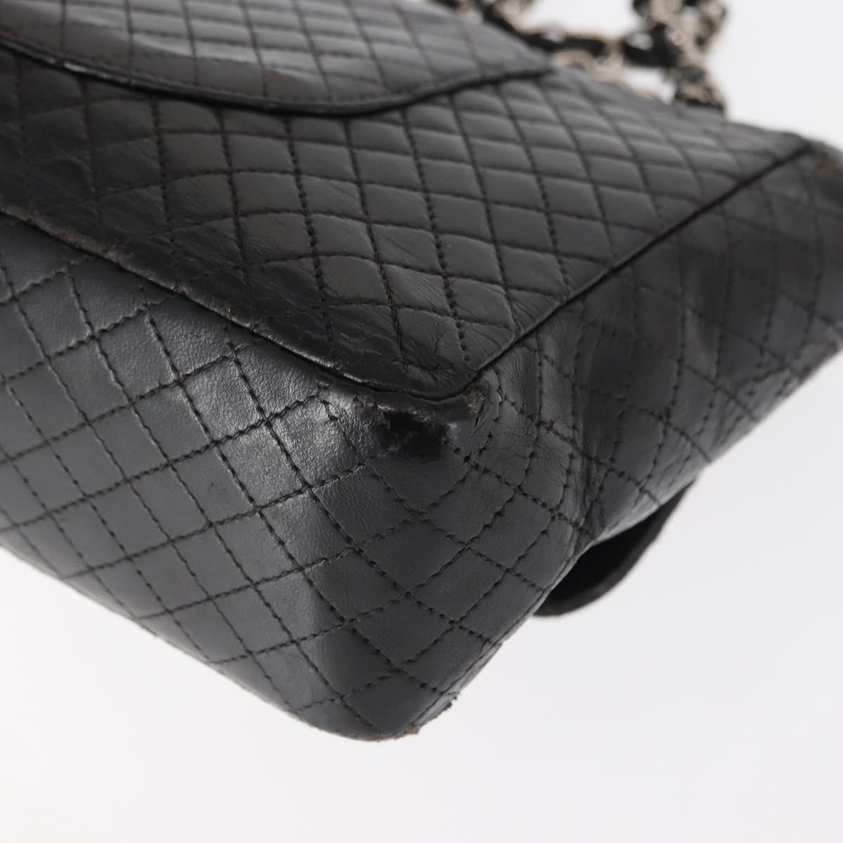 CHANEL Matelasse Chain Shoulder Bag Lamb Skin Black CC Auth 145575