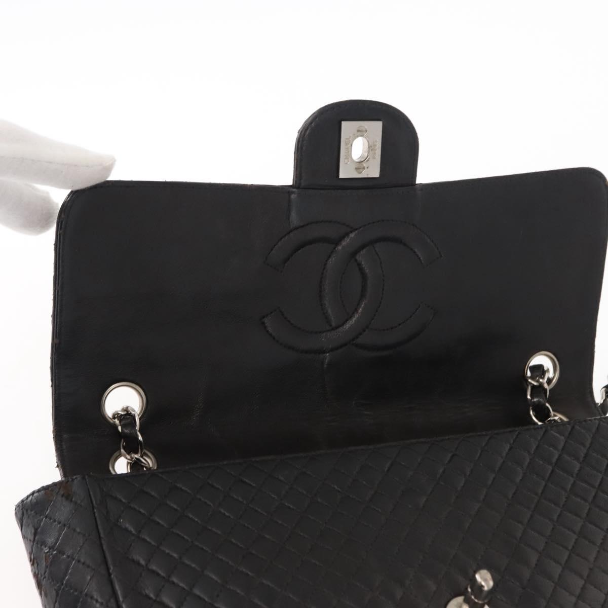 CHANEL Matelasse Chain Shoulder Bag Lamb Skin Black CC Auth 145575