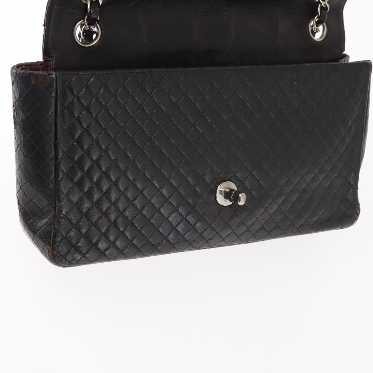 CHANEL Matelasse Chain Shoulder Bag Lamb Skin Black CC Auth 145575