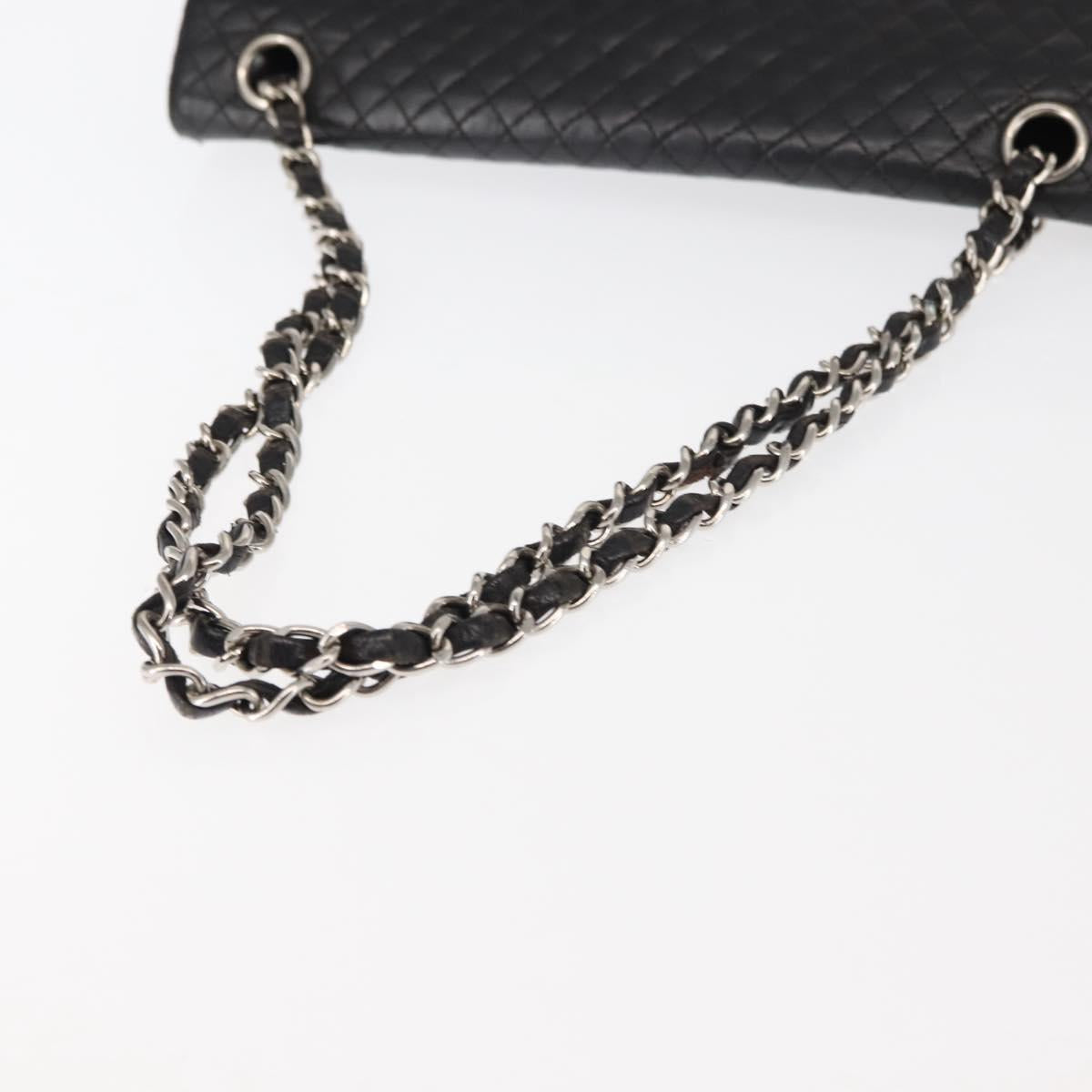 CHANEL Matelasse Chain Shoulder Bag Lamb Skin Black CC Auth 145575