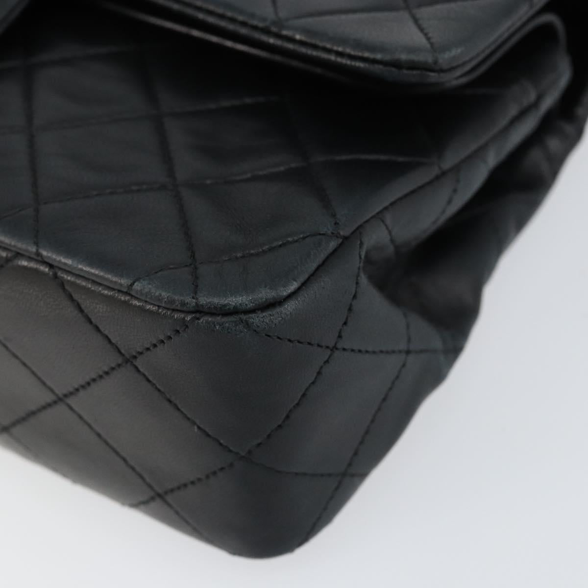 CHANEL Matelasse Chain Shoulder Bag Lamb Skin Black Gold CC Auth 145577AV