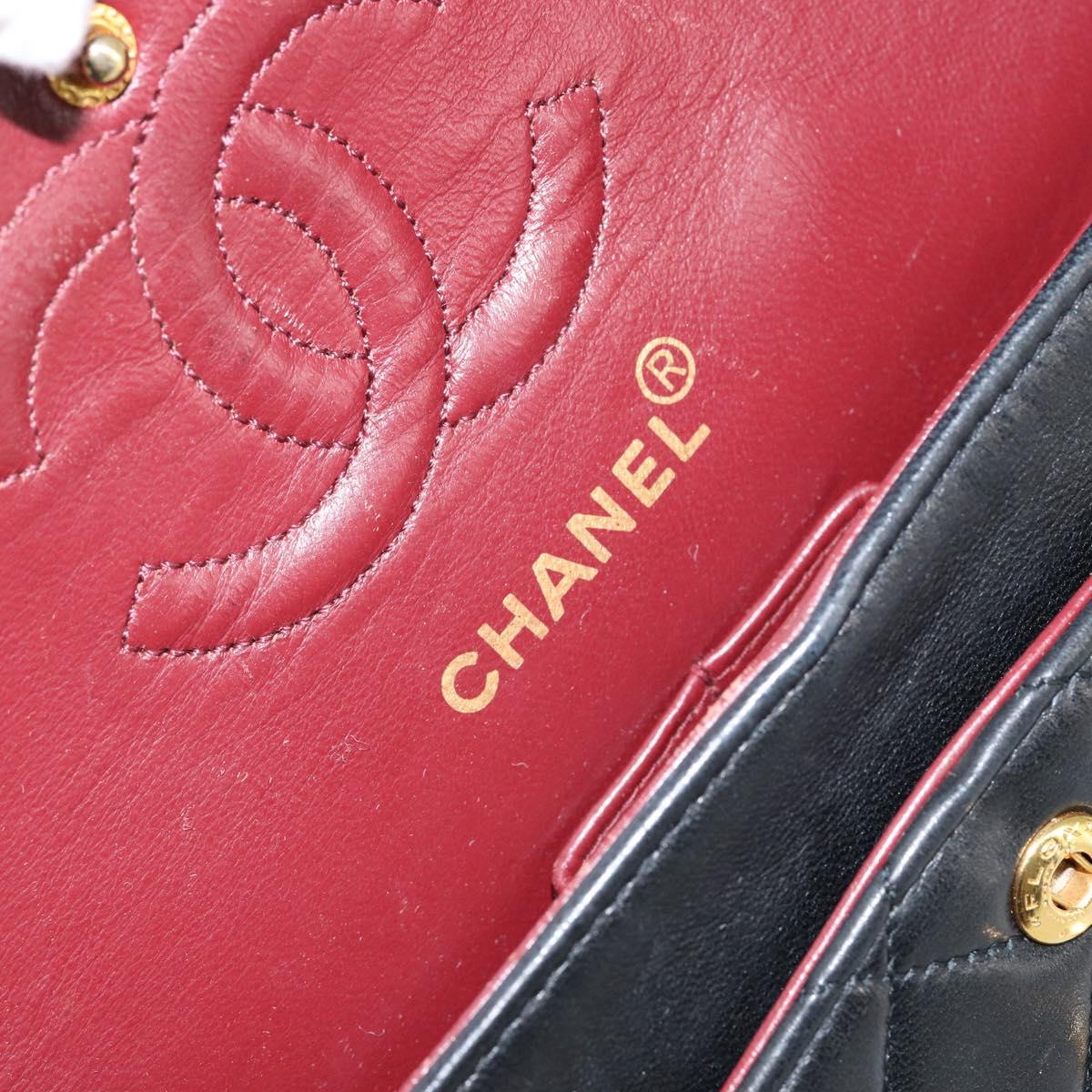 CHANEL Matelasse 23 Chain Shoulder Bag Lamb Skin Black Gold CC Auth 145577SAV