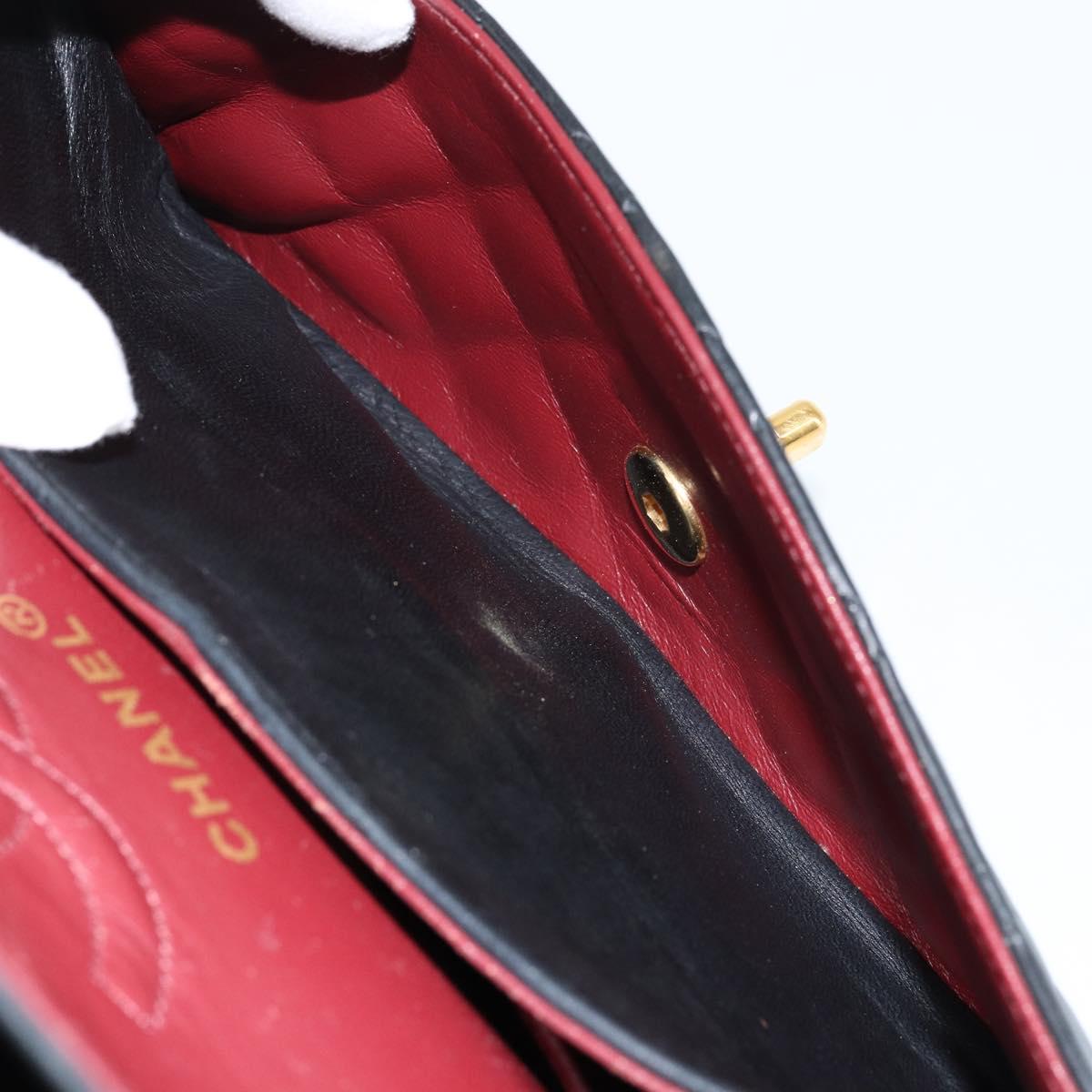 CHANEL Matelasse Chain Shoulder Bag Lamb Skin Black Gold CC Auth 145577AV