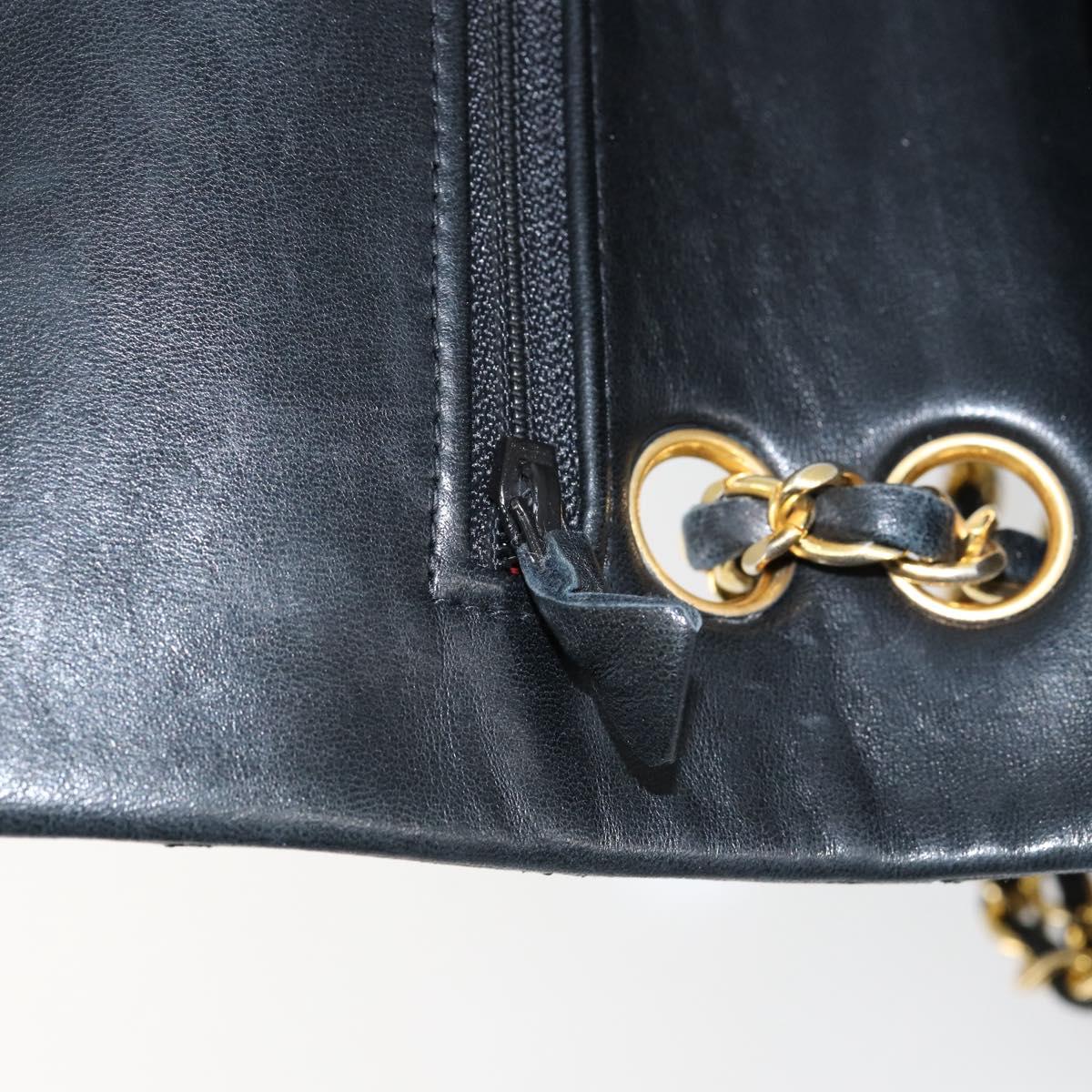 CHANEL Matelasse 23 Chain Shoulder Bag Lamb Skin Black Gold CC Auth 145577SAV
