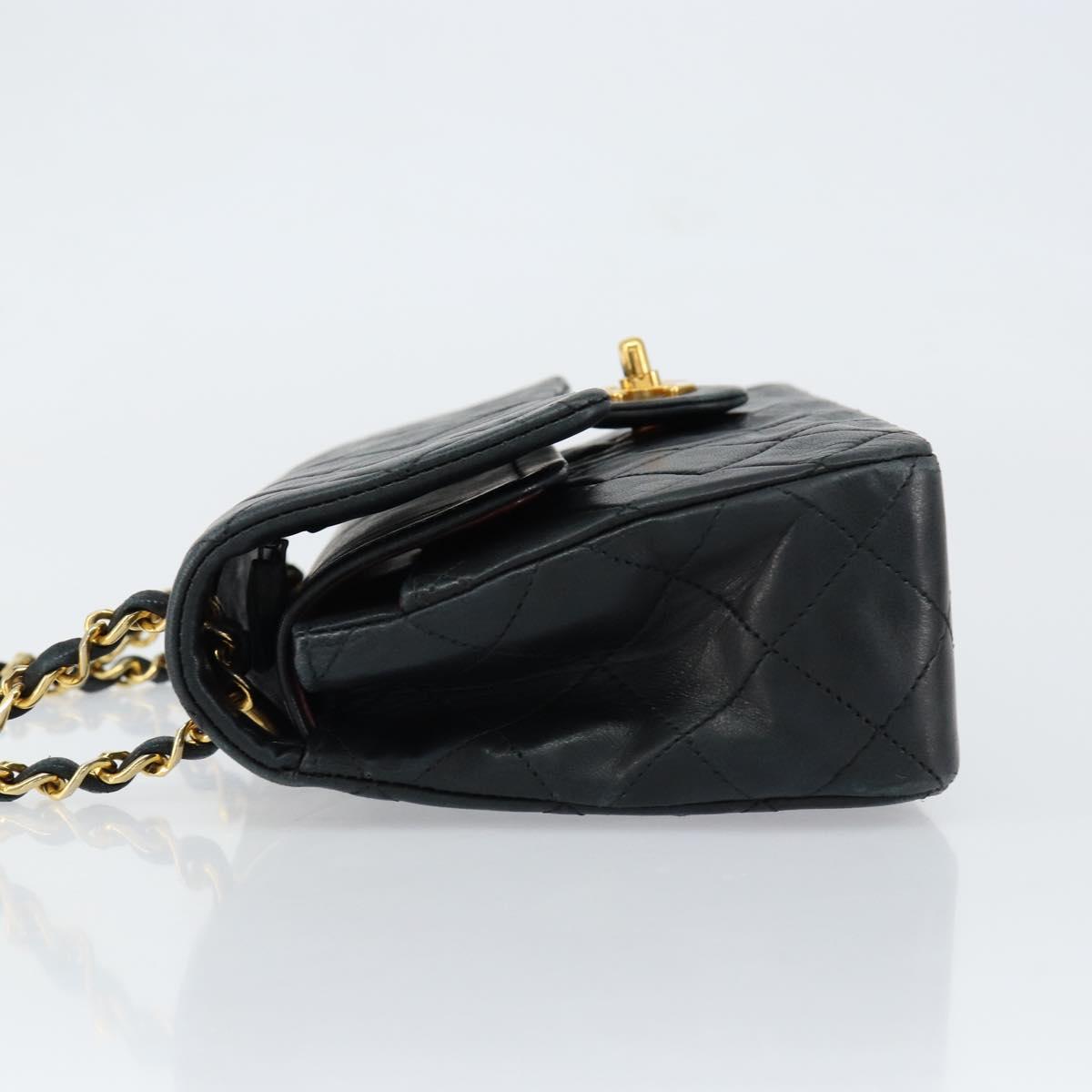 CHANEL Matelasse 23 Chain Shoulder Bag Lamb Skin Black Gold CC Auth 145577SAV