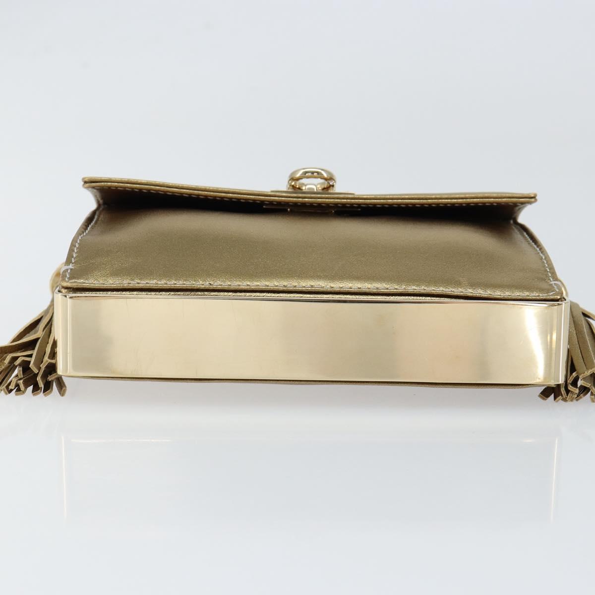 Salvatore Ferragamo Gancini Shoulder Bag Leather Gold Auth 145578AV
