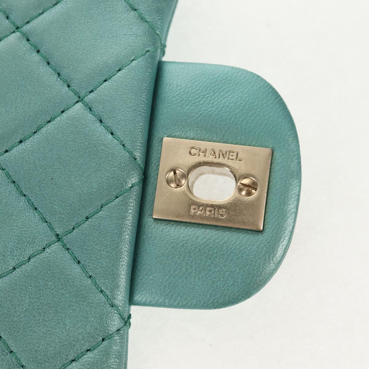 CHANEL Matelasse 17 Chain Bag Lamb Skin Turquoise Blue Gold CC Auth 145584AV