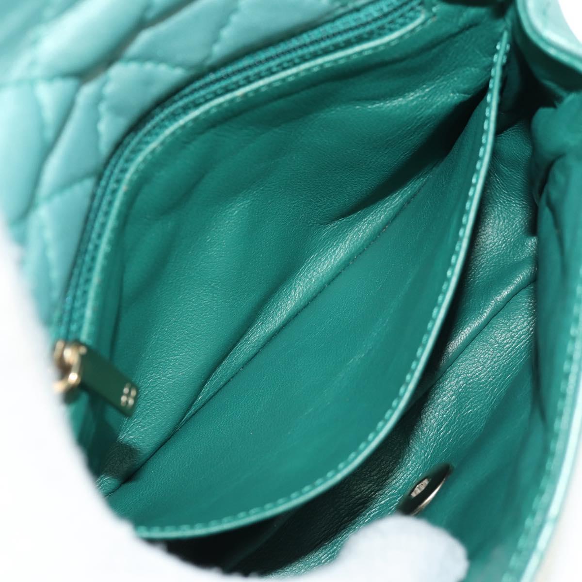 CHANEL Matelasse 17 Chain Bag Lamb Skin Turquoise Blue Gold CC Auth 145584AV