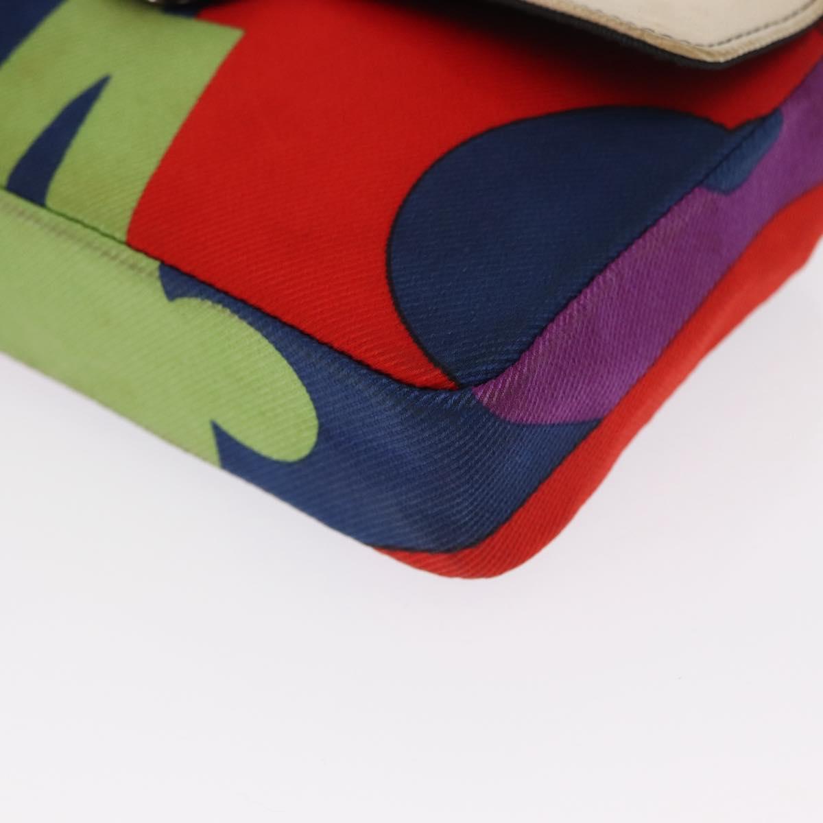 CHANEL Chain Shoulder Bag Canvas Multicolor Silver CC Auth 145585V