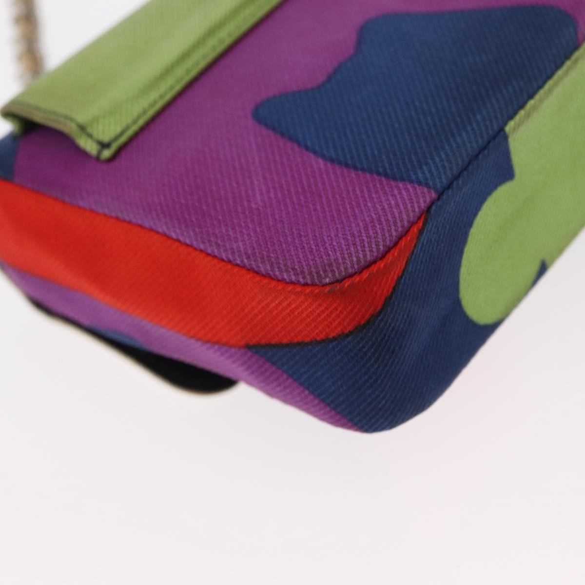 CHANEL Chain Shoulder Bag Canvas Multicolor Silver CC Auth 145585V