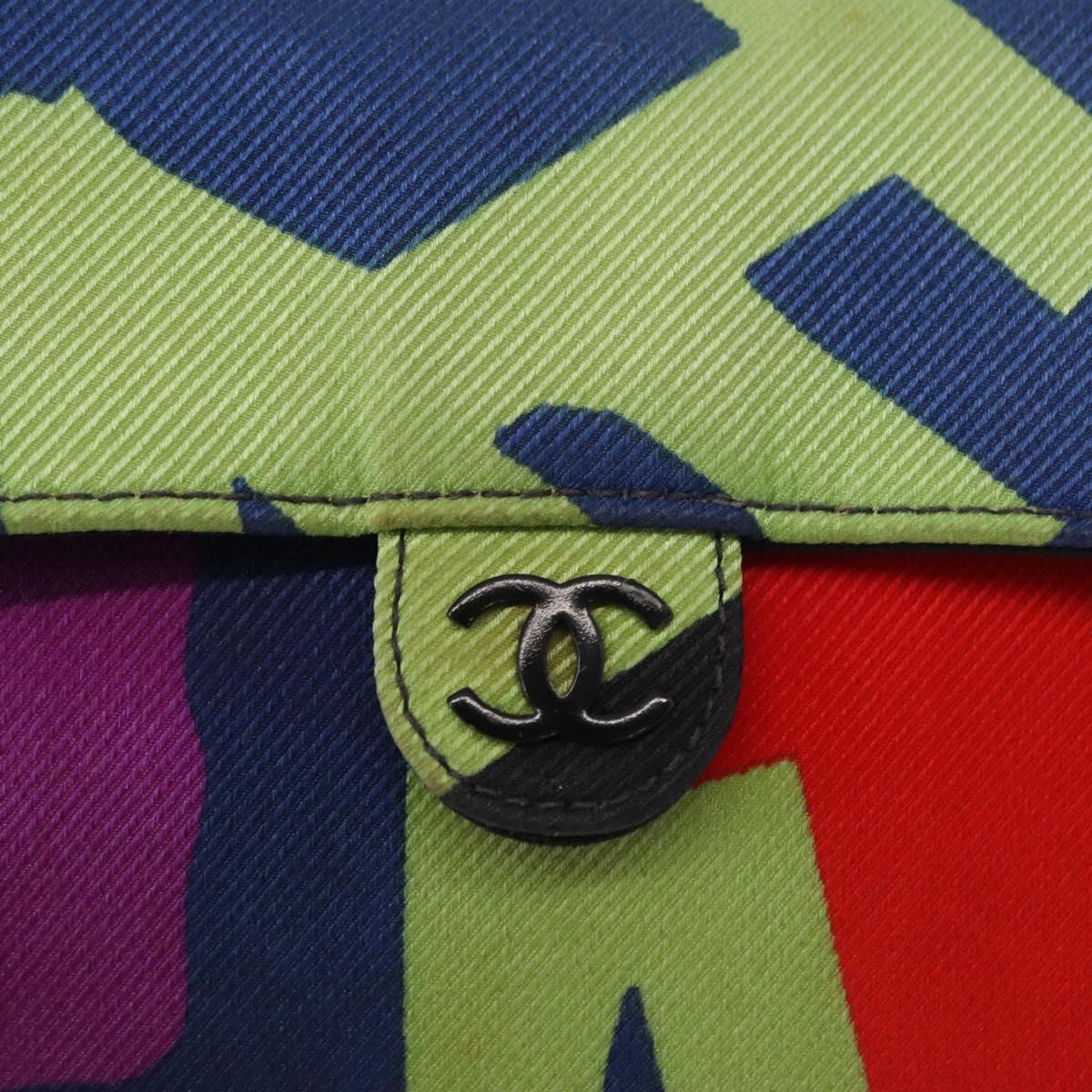 CHANEL Chain Shoulder Bag Canvas Multicolor Silver CC Auth 145585V