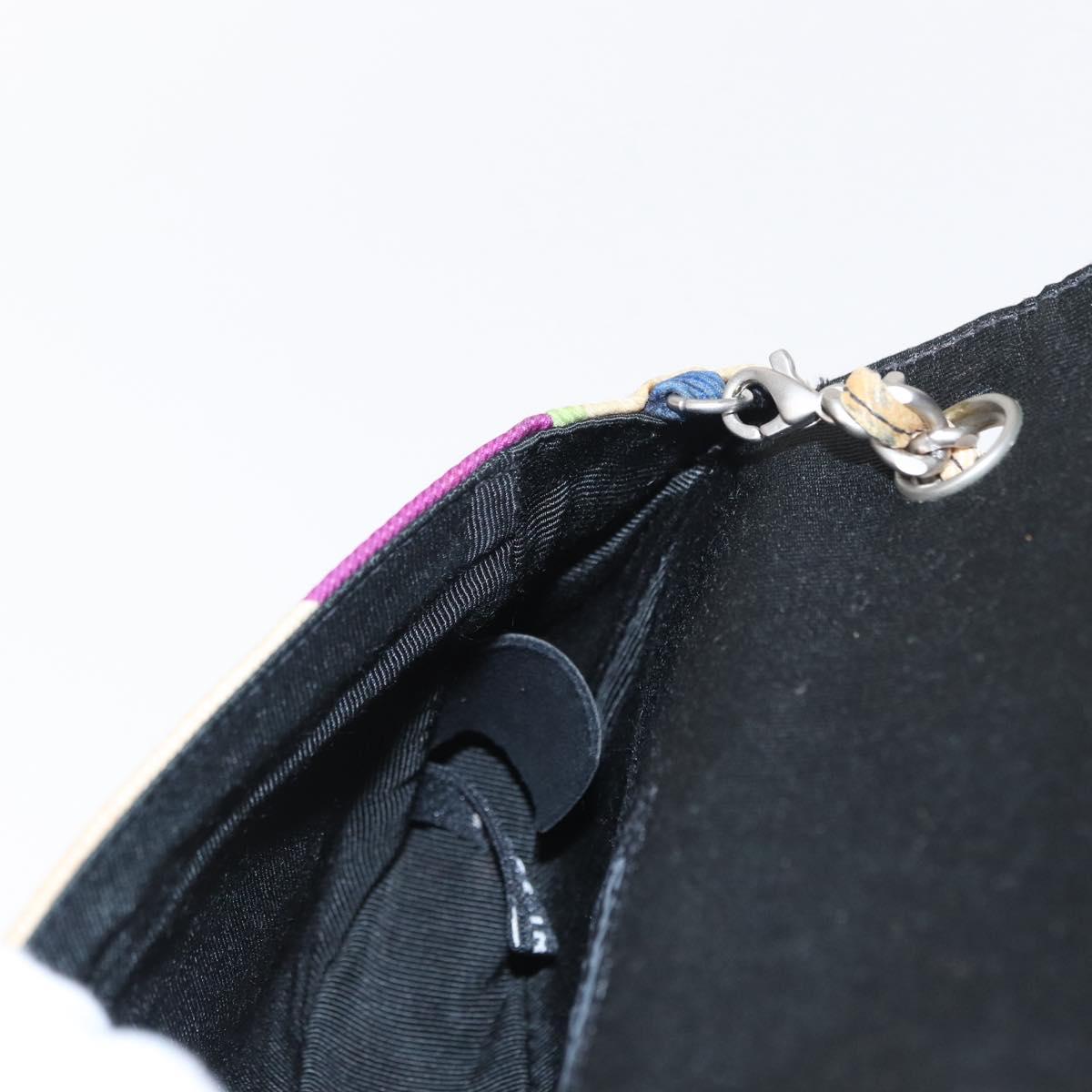 CHANEL Chain Shoulder Bag Canvas Multicolor Silver CC Auth 145585V