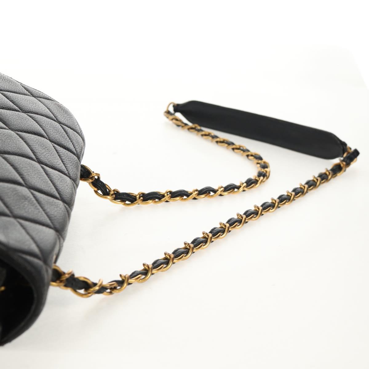 CHANEL Matelasse Chain Shoulder Bag Caviar Skin Black Gold CC Auth 145587AV