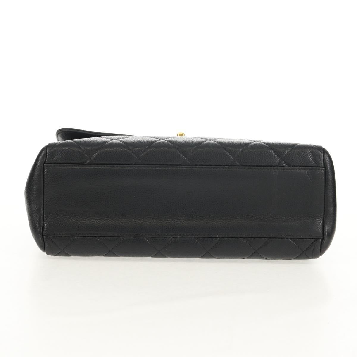 CHANEL Matelasse Chain Shoulder Bag Caviar Skin Black Gold CC Auth 145587AV