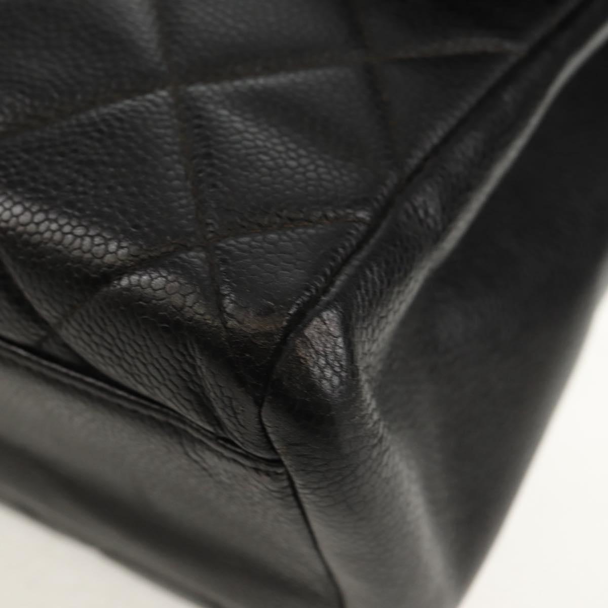 CHANEL Matelasse Chain Shoulder Bag Caviar Skin Black Gold CC Auth 145587AV