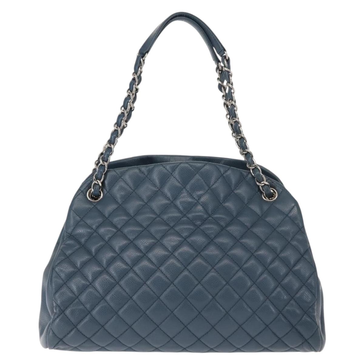 CHANEL Matelasse Chain Shoulder Bag Caviar Skin Blue CC Auth 145588